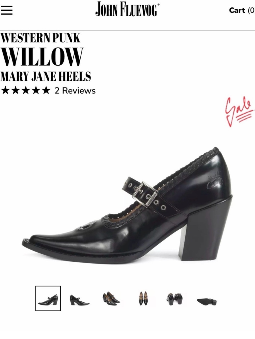 John Fluevog Shiny Black Pointed Mary Janes with Buckle Strap - Picture 5 of 5